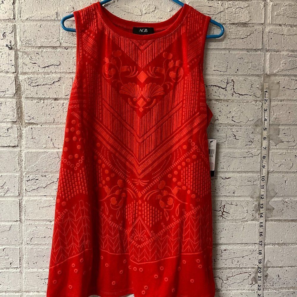 AGB Red Lace Sleeveless Blouse XL NWT